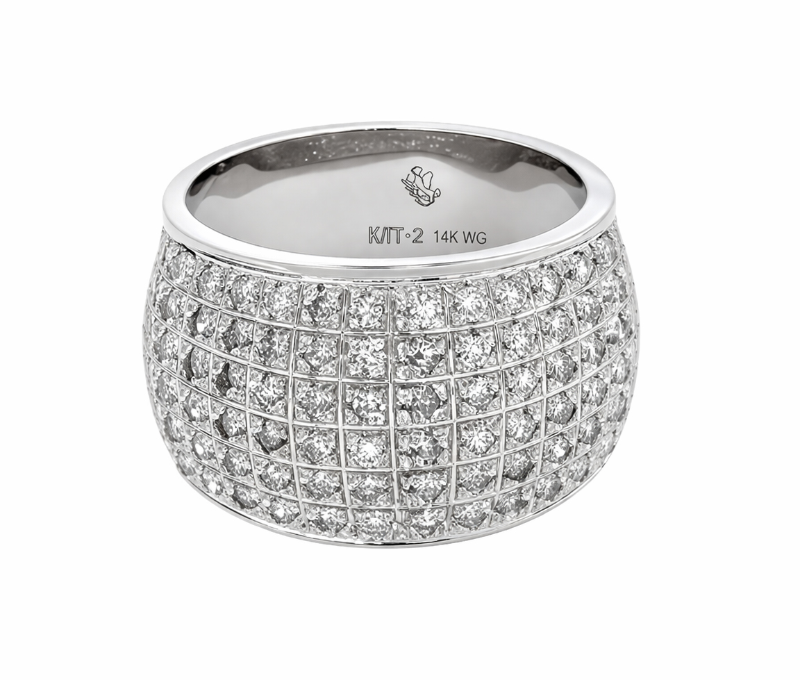 JONC EN OR BLANC PAVÉ DE DIAMANTS - MK 2576L75 - FAIT AU CANADA