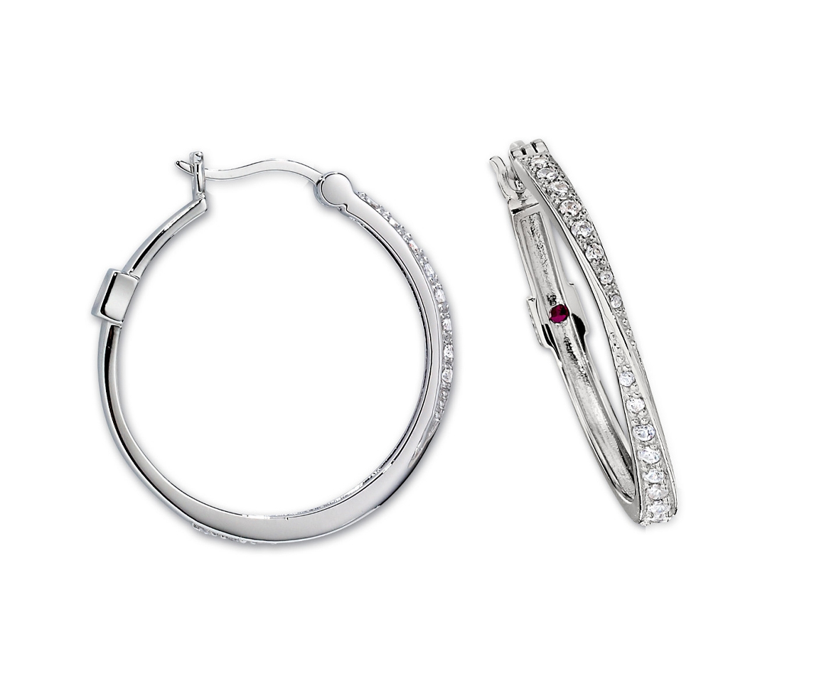 BOUCLES ANNEAUX EN ARGENT RHODIÉ SERTIES DE CUBIQUES ZIRCONIAS - PJ R2LBDV000K - ELLE