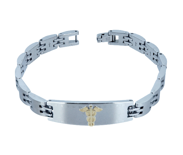 BRACELET MÉDICAL EN ACIER ET OR JAUNE - WB BMD626 - MEDICO BELLO
