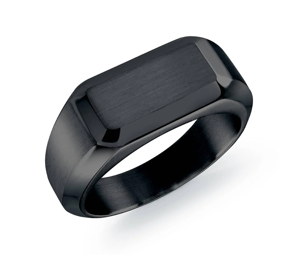 BAGUE CHEVALIÈRE EN ACIER/PVD NOIR - IG SMR98/7 - ITALGEM