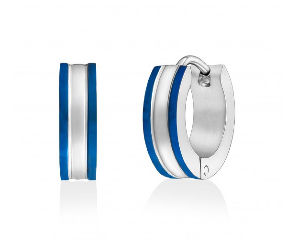 BOUCLES HUGGIES EN ACIER/PVD BLEU 2 TONS - AZ SSE172 - AREZZO