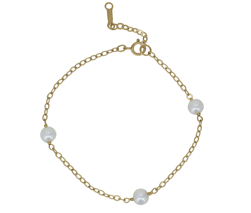 BRACELET EN ARGENT/PVD OR SERTI DE PERLES D'EAU DOUCE - AR IN1420/3ST75 - PERLE D'IMPORTATION