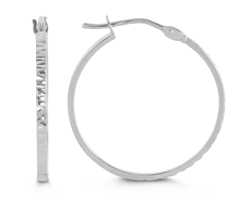 BOUCLES ANNEAUX TAILLÉES DIAMANT EN OR 10K BLANC - SY 1039F - BIJOUX D'IMPORTATION