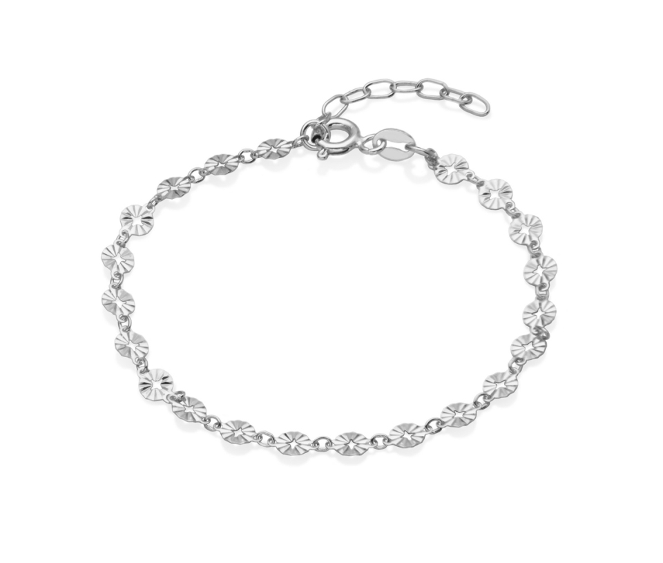 BRACELET EN ARGENT RHODIÉ À MAILLE PLAQUE RONDE - PJ R0FAN15365 - REIGN