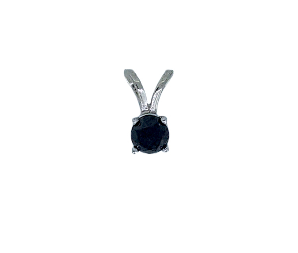 PENDENTIF EN OR BLANC SERTI D'UN DIAMANT NOIR - ST PEN02 - BIJOUX IMPORTATION