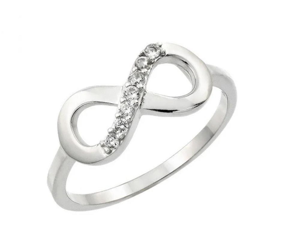 BAGUE INFINI EN ARGENT RHODIÉ SERTIE DE CUBIQUES ZIRCONIAS - SP STR01000/5 - BIJOUX D'IMPORTATION