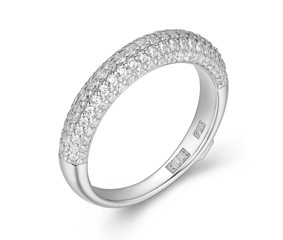 JONC SEMI-ÉTERNITÉ EN ARGENT RHODIÉ SERTI DE 5 RANGS DE CUBIQUES ZIRCONIAS - PJ R4LAEX00AC - ELLE