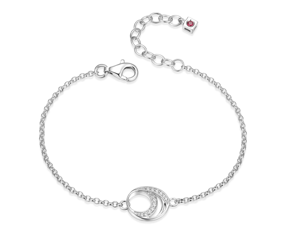 BRACELET EN ARGENT RHODIÉ AVEC UN DOUBLE CERCLE AJOURÉ SERTI DE CUBIQUES ZIRCONIAS - PJ R1LAQQ004Q - ELLE