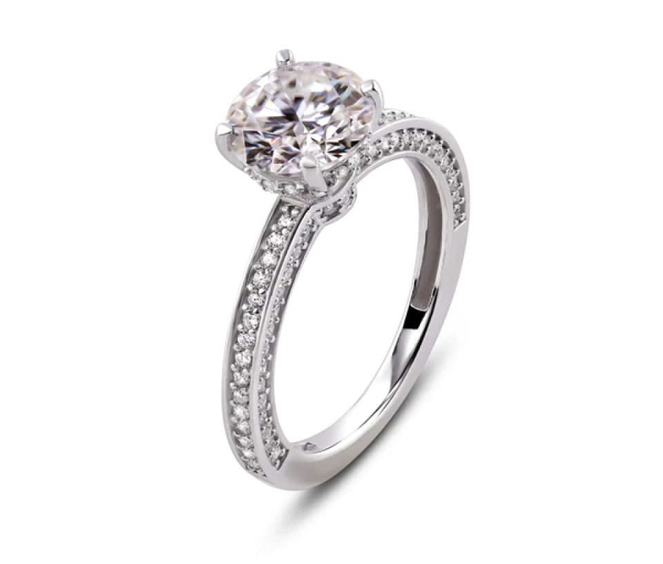 BAGUE EN ARGEENT RRHODIÉ SERTIE DE MOISSANITES - SP MGMR000095 - BIJOUX D'IMPORTATION