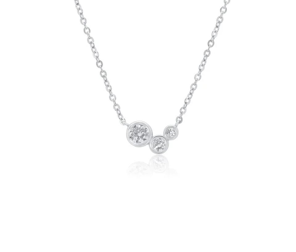 COLLIER EN ARGENT RHODIÉ SERTI DE 3 MOISSANITES - SP MDGP00003 - BIJOUX D'IMPORTATION