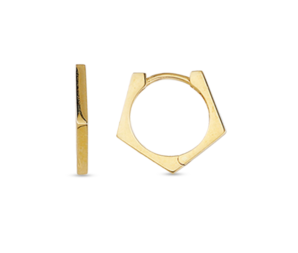 BOUCLES HUGGIES EN OR JAUNE DE FORME PENTAGONE - SY 1912B - BIJOUX D'IMPORTATION