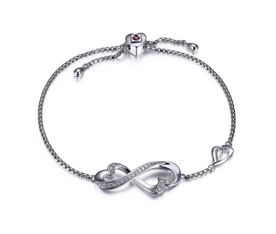 BRACELET INFINI/COEUR EN ARGENT RHODIÉ SERTI DE CUBIQUES ZIRCONIAS - PJ R1LAAH00F8 - ELLE