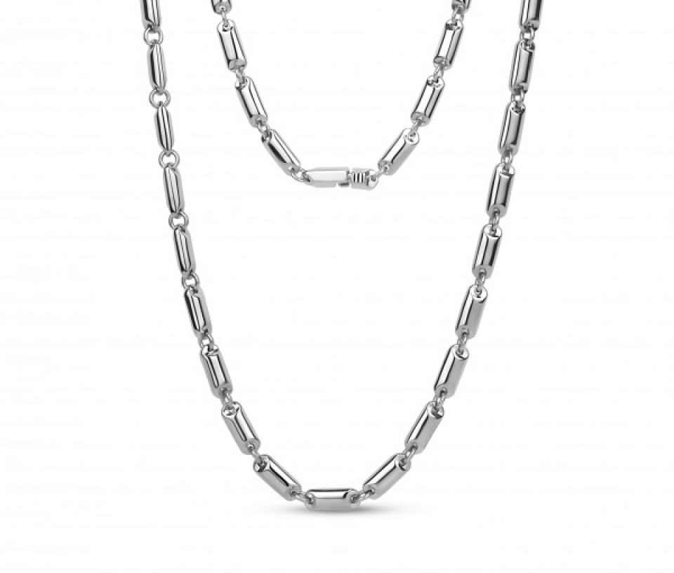COLLIER EN ACIER À MAILLES PLAQUES ALLONGÉES - AZ ASN110/24 - AREZZO