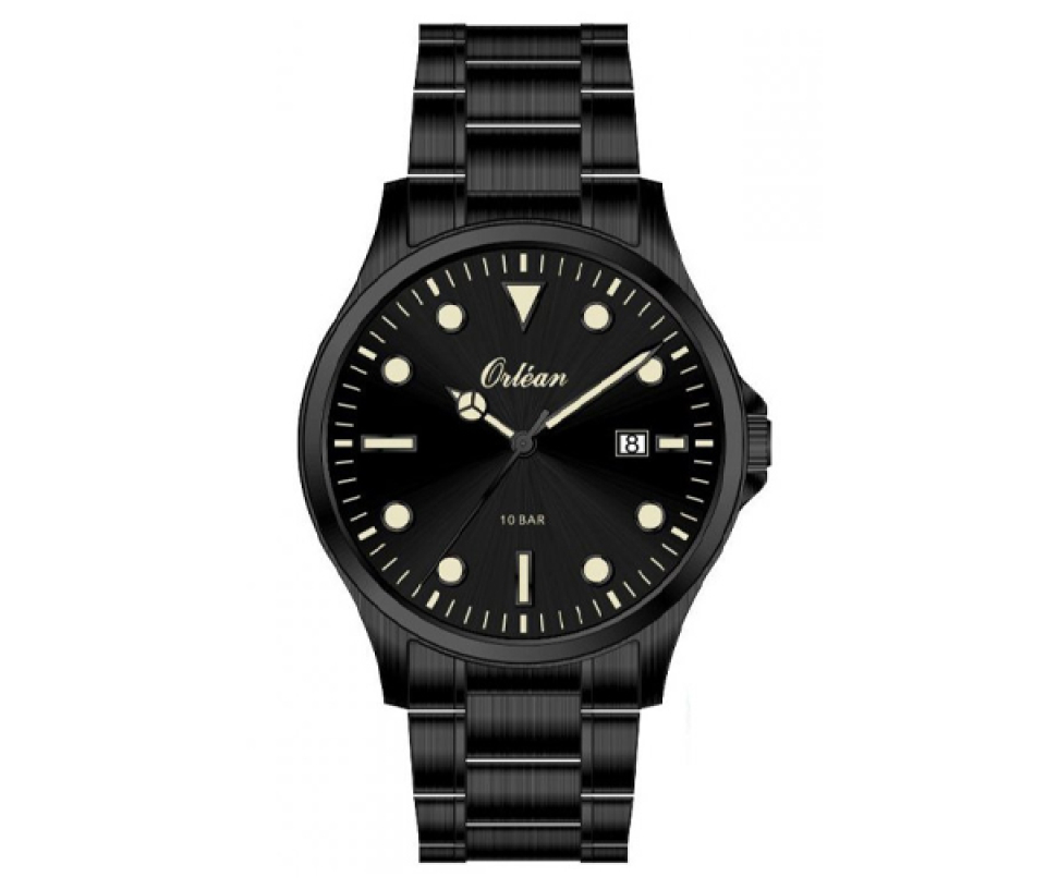 MONTRE ORLEAN POUR HOMME EN ACIER/PVD NOIR - BA ME3678 - ORLEAN