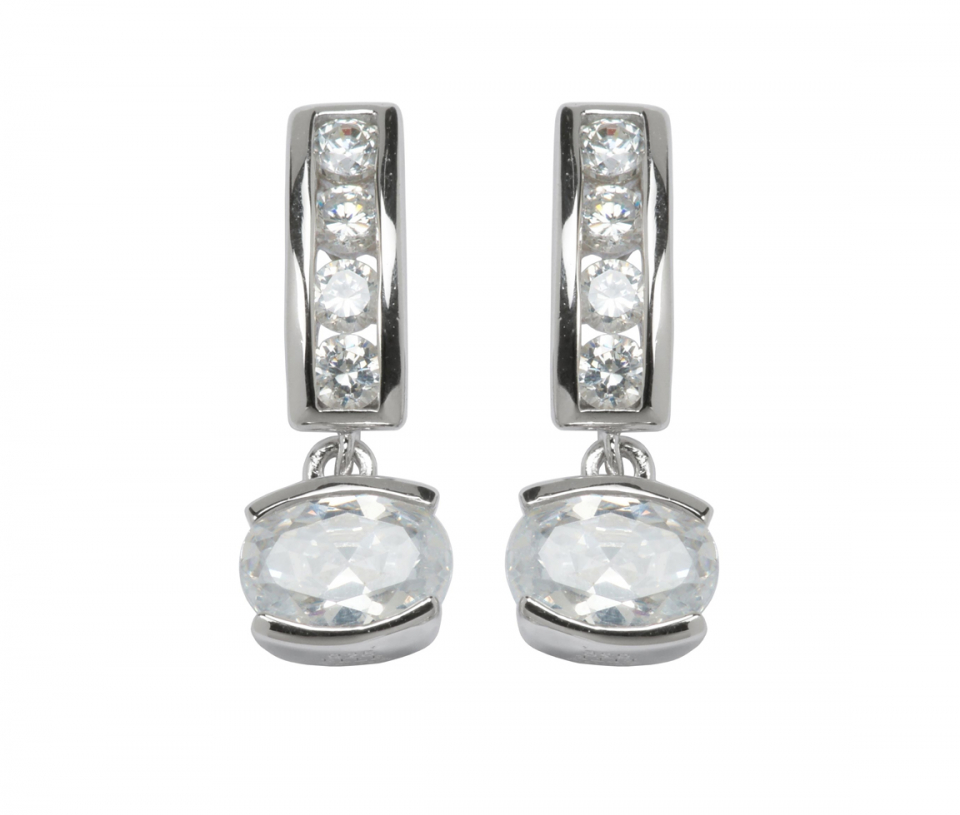 BOUCLES ELLE EN ARGENT RHODIÉ SERTIES DE CUBIQUES ZIRCONIAS - PJ 62L1430000 - ELLE