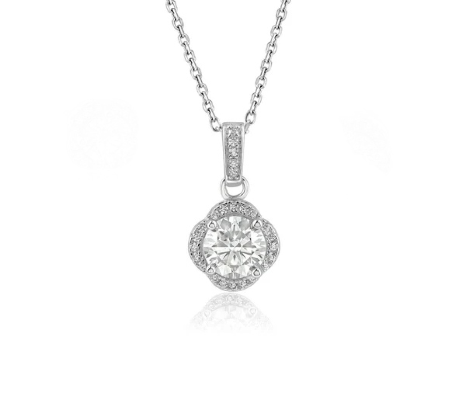 PENDENTIF EN ARGENT RHODIÉ SERTI DE MOISSANITES - SP MBGS00002P - BIJOUX D'IMPORTATION