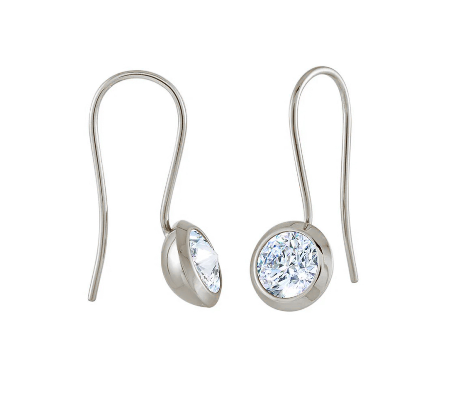 BOUCLES EN ACIER SUR CROCHET SERTIES DE CUBIQUES ZIRCONIAS - IG SEA191 - VELORIA