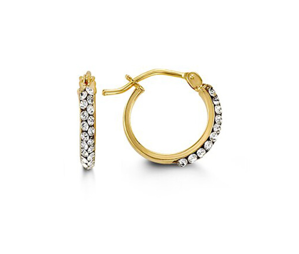 BOUCLES ANNEAUX EN OR 10K SERTIES DE CUBIQUES ZIRCONIAS - SY 1017A - BIJOUX D'IMPORTATION