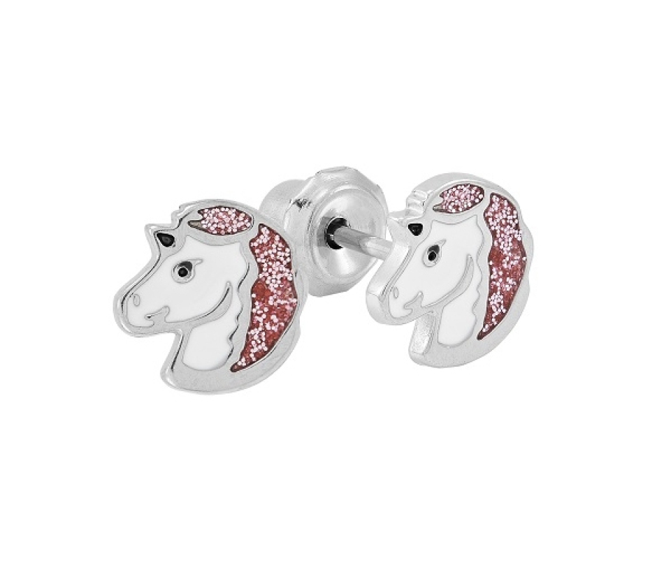 BOUCLES DE PERÇAGE LICORNE EN ACIER/ÉMAIL (*PERÇAGE GRATUIT) - IN 010C - PERÇAGE