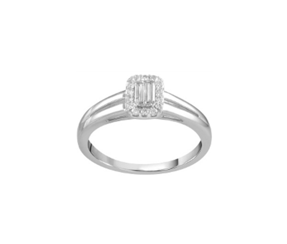 JOLIE BAGUE EN OR 10K BLANC SERTIE DE DIAMANTS - AM RB6442 - BIJOUX D'IMPORTATION