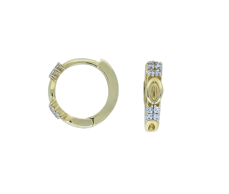 BOUCLES HUGGIES EN OR JAUNE SERTIES DE CUBIQUES ZIRCONIAS - MB HUG13 - BIJOUX D'IMPORTATION