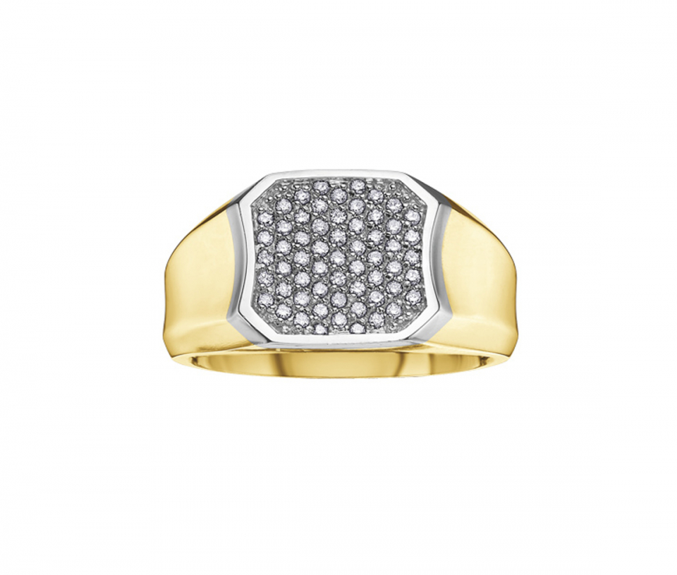 BAGUE EN OR 10K 2 TONS SERTIE DE DIAMANTS - CR DD2284 - BIJOUX CANADIEN