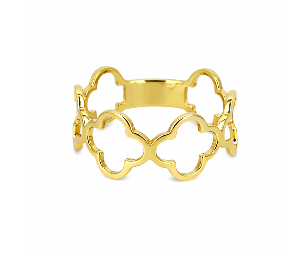 BAGUE TRÈFLES AJOURÉS EN OR JAUNE - SJ BD19 - BIJOUTERIE SUISSE INC.