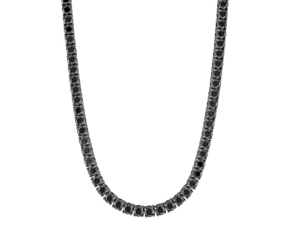 COLLIER TENNIS EN ACIER/PVD NOIIR SERTI DE CUBIQUES ZIRCONIAS NOIRS - IG MTN14/20 - ITALGEM