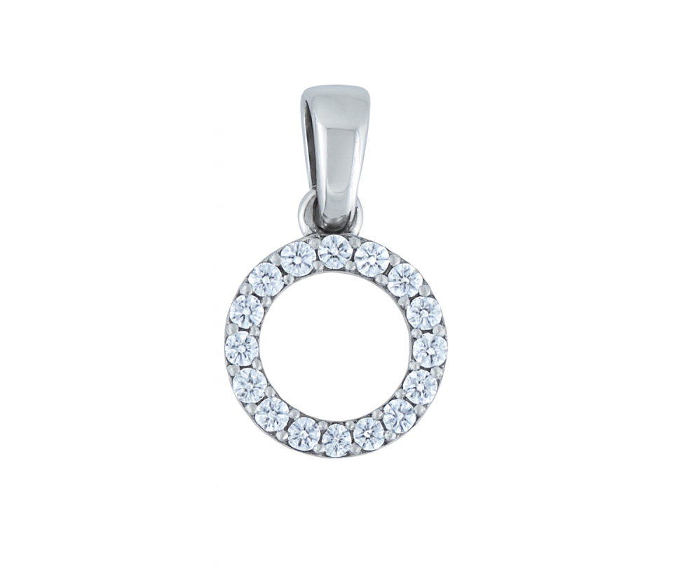 PENDENTIF CERCLE DE VIE EN OR BLANC SERTI DE CUBIQUES ZIRCONIAS - MB PEN50 - BIJOUX D'IMPORTATION
