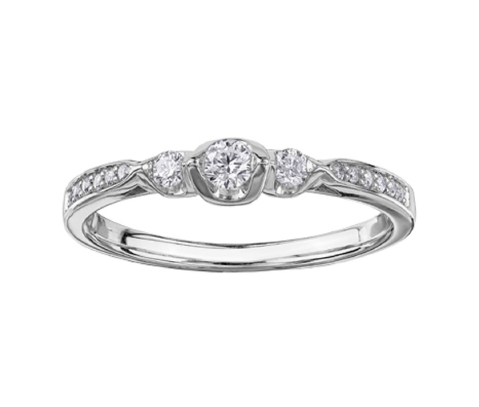BAGUE EN OR 10K BLANC SERTIE DE DIAMANTS - CR AM279 - DIAMANT CANADIEN