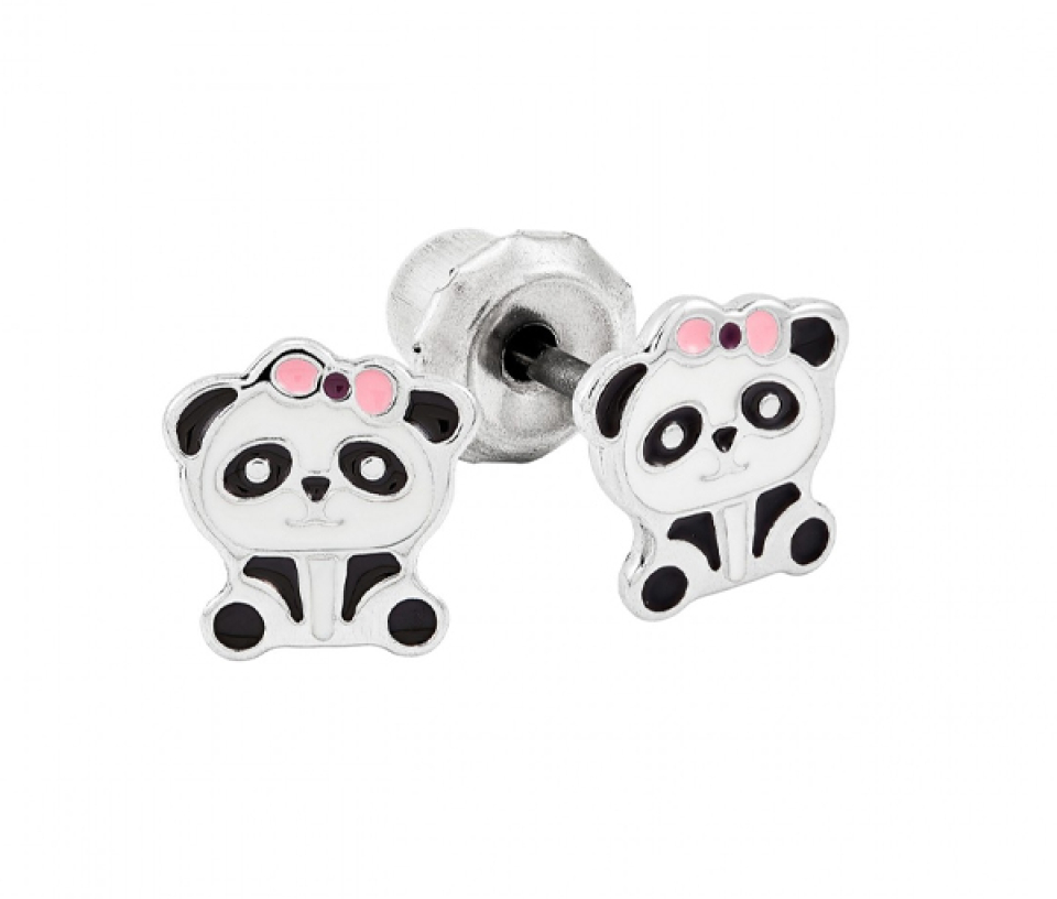 BOUCLES DE PERÇAGE PANDA EN ACIER/ÉMAIL (*PERÇAGE GRATUIT) - IN 621C-1 - PERÇAGE