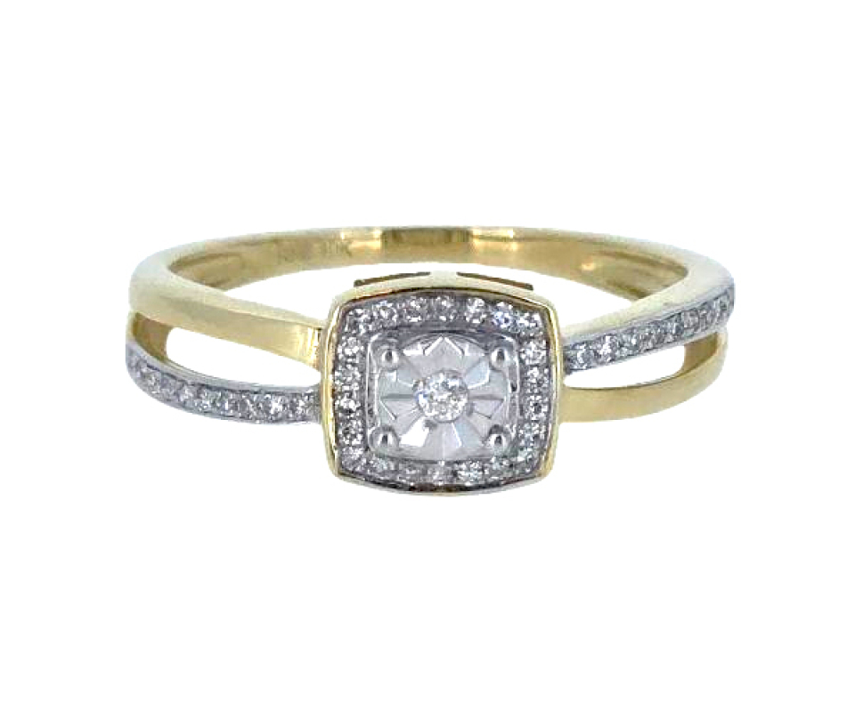 BAGUE EN OR 2 TONS SERTIE DE DIAMANTS - BR R0065987 - R.N.B.