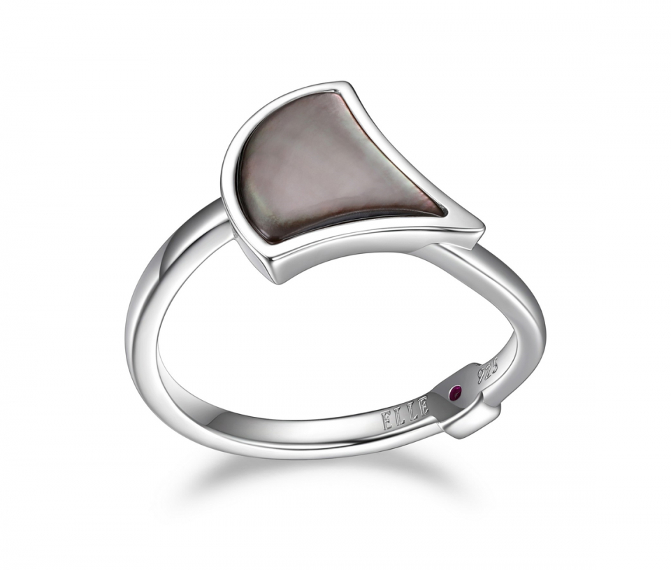 BAGUE À MOTIF ÉVENTAIL EN ARGENT RHODIÉ SERTIE DE NACRE DE PERLE GRIS - PJ R4LABZA9AC - ELLE