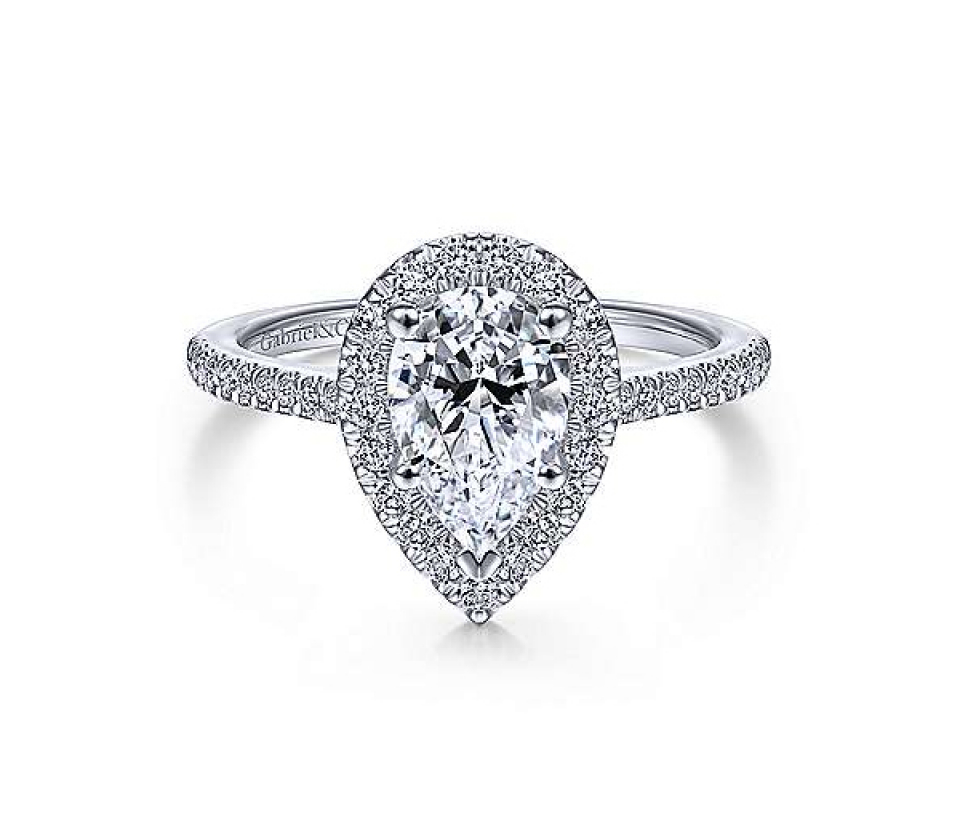 BAGUE EN OR 14K BLANC SERTIE D'UN DIAMANT DE LABORATOIRE ET DE DIAMANTS - GC ER14916P4W - GABRIEL&CO