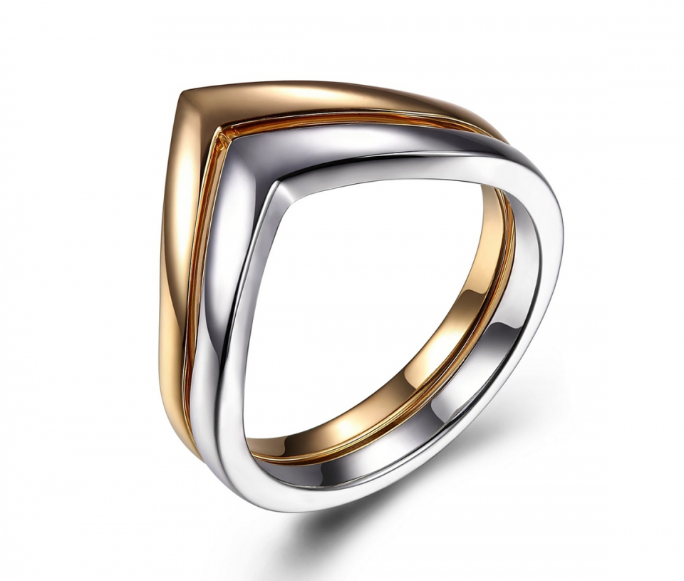 SET DE 2 BAGUES EN ARGENT RHODIÉ ET PVD OR - PJ 34LA4EA0AC - ELLE