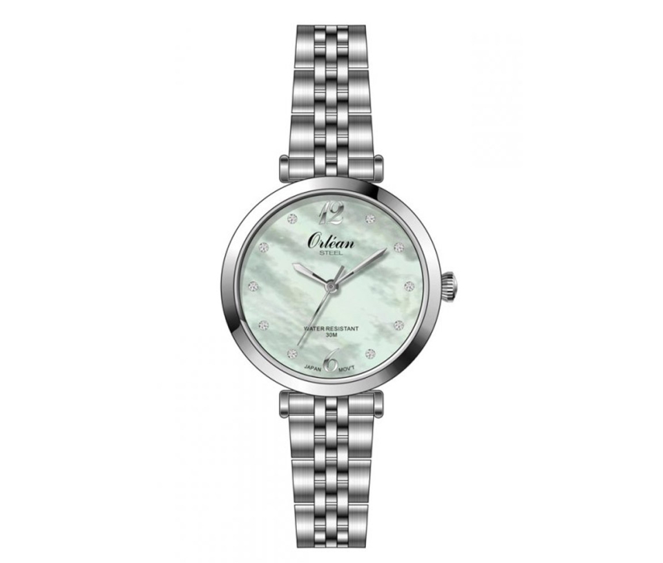 MONTRE POUR DAME ORLEAN EN ACIER SERTIE DE CRISTAUX - BA ME3682 - ORLEAN