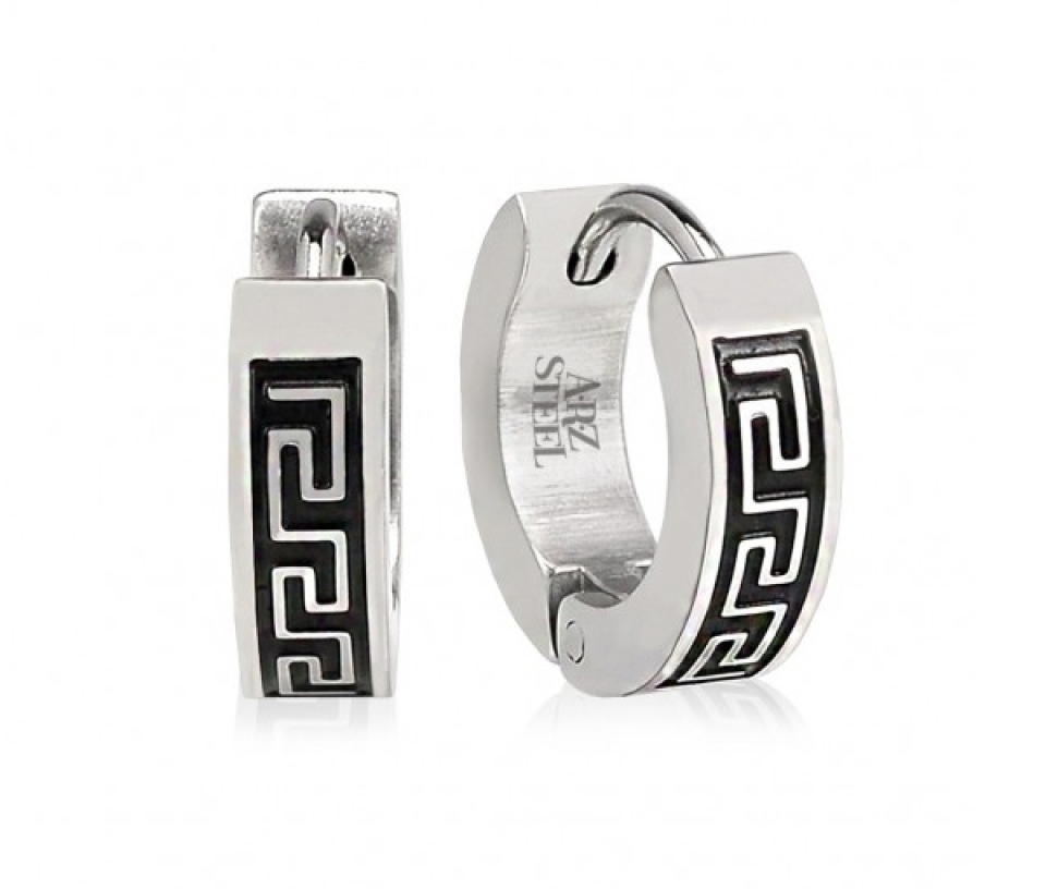 BOUCLES HUGGIES À MOTIF VERSACE EN ACIER/PVD NOIR - AZ SSE136 - AREZZO