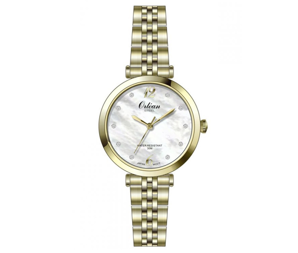 MONTRE POUR DAME ORLEAN EN ACIER/PVD OR SERTIE DE CRISTAUX - BA ME3683 - ORLEAN