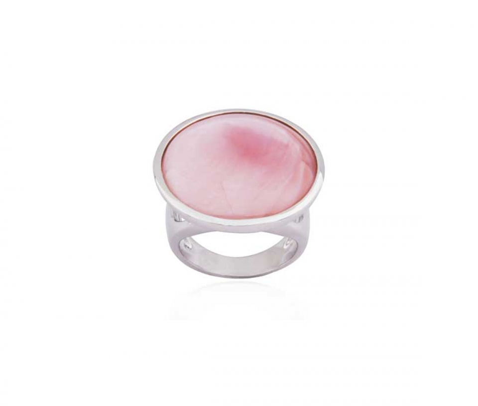 BAGUE EN ARGENT RHODIÉ SERTIE DE NACRE DE PERLE ROSE - PJ R4L738ATAL - ELLE