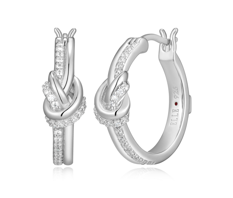 BOUCLES ANNEAUX EN ARGENT RHODIÉ NOEUD DE CUBIQUES ZIRCONIAS - PJ R2LCV5000J - ELLE