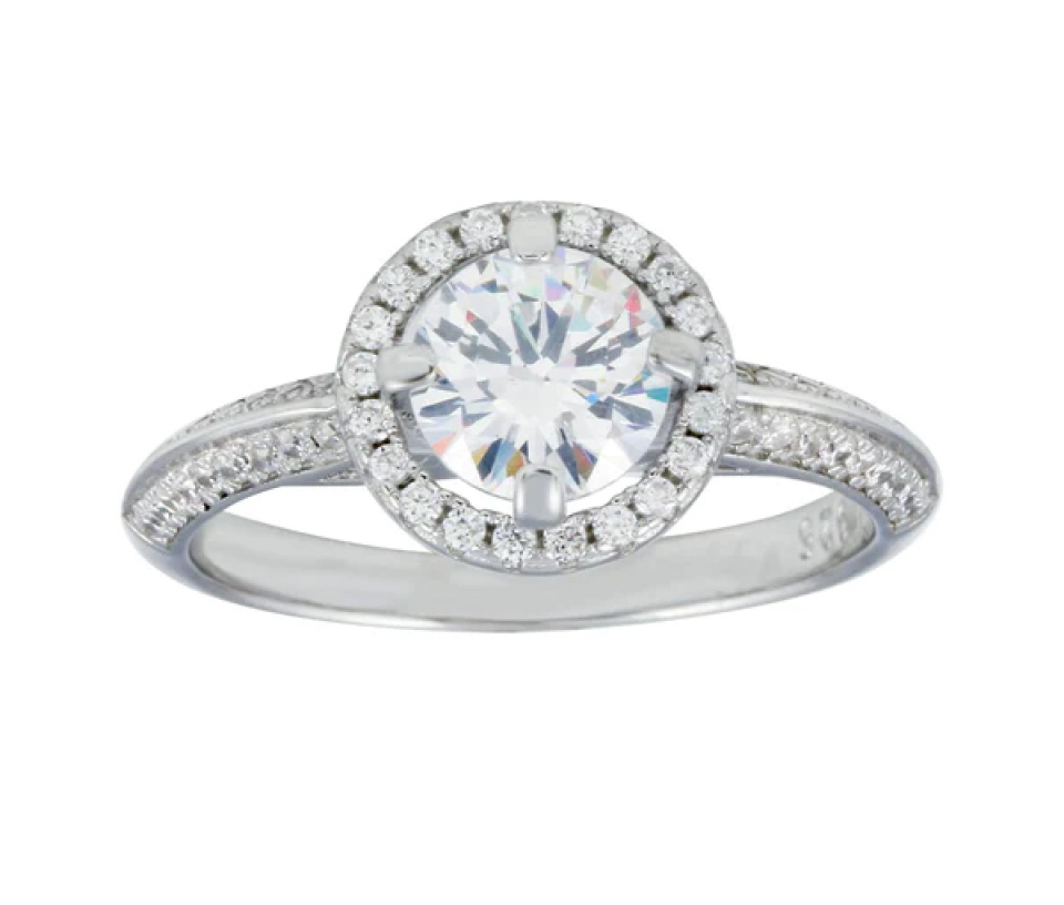 SUPERBE BAGUE EN ARGENT RHODIÉ SERTIE DE CUBIQUES ZIRCONIAS - SP STR01110/5 - BIJOUX D'IMPORTATION