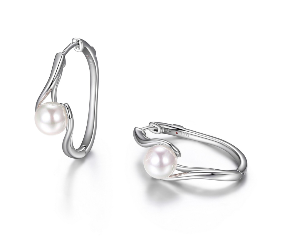 BOUCLES HUGGIES EN ARGENT RHODIÉ SERTIES DE PERLES DE CULTURE - PJ R2LCDBBG27 - ELLE