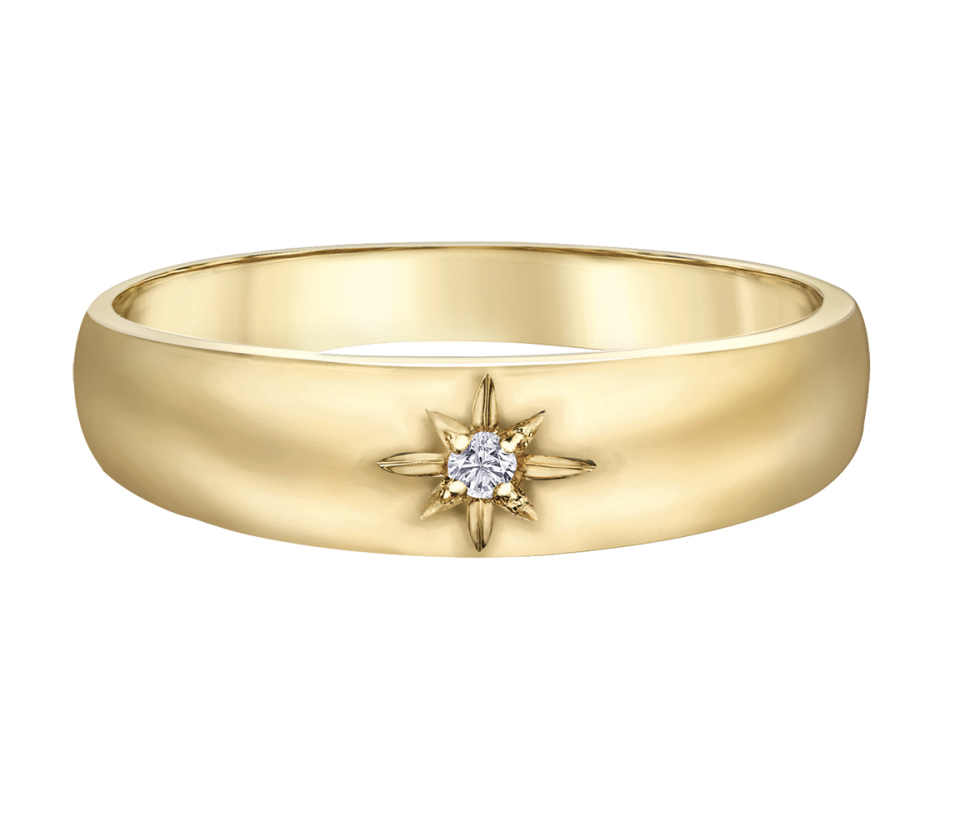 JONC EN OR 10K SERTI D'UN DIAMANT - CR DD8098 - BIJOUX CANADIEN