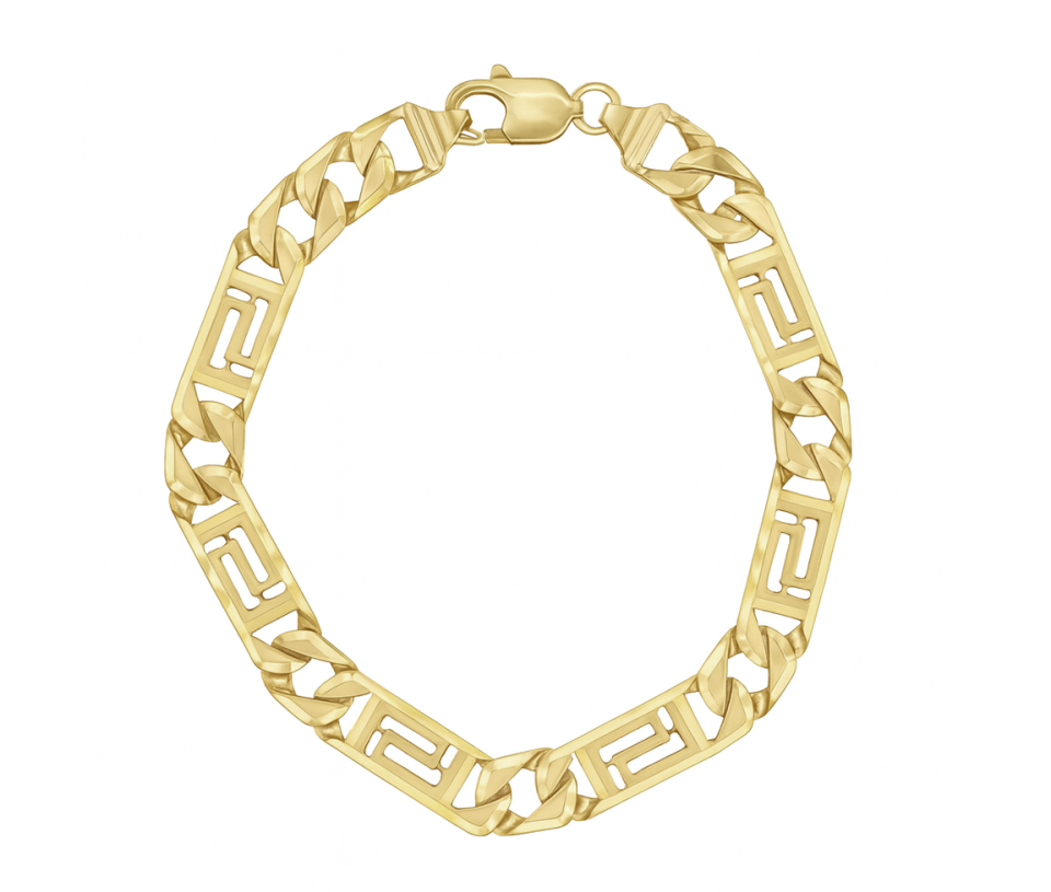 BRACELET EN OR JAUNE À MAILLE FIGARO/VERSACE TAILLÉ DIAMANT - MB BRAVER01 - BIJOUX D'IMPORTATION