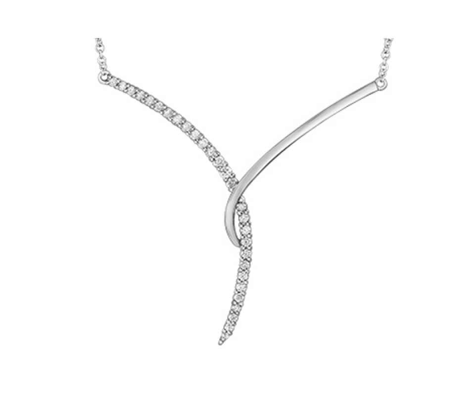 MAGNIFIQUE COLLIER EN OR 10K BLANC SERTI DE DIAMANTS - CR DD7746WW - BIJOUX CANADIEN