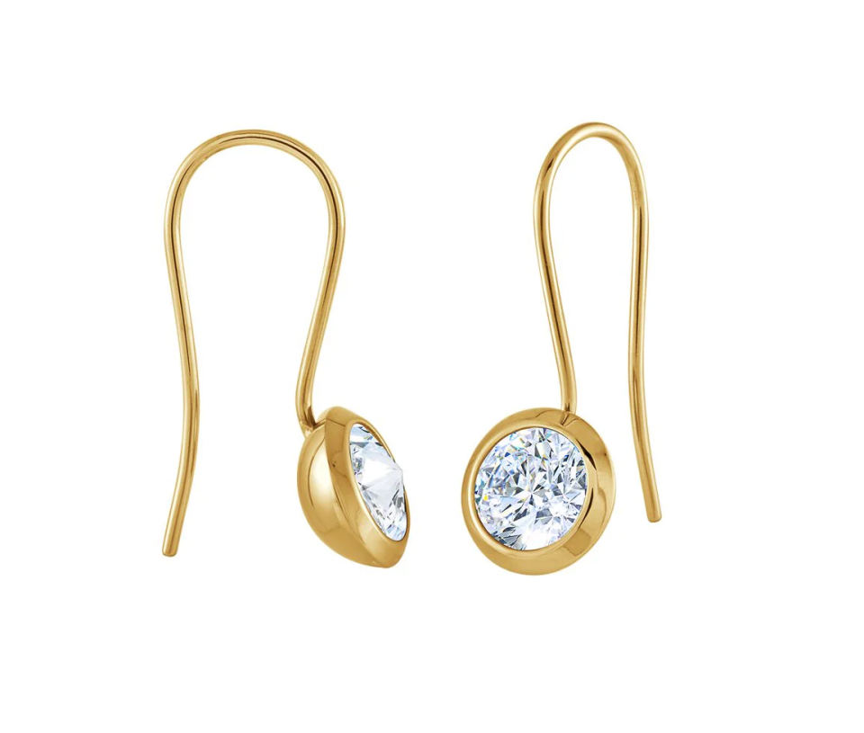 BOUCLES EN ACIER/PVD OR SUR CROCHET SERTIES DE CUBIQUES ZIRCONIAS - IG SEA192 - VELORIA