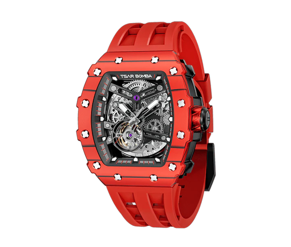 MONTRE TSAR BOMBA AUTOMATIQUE EN ACIER ET FIBRE DE CARBONE - IG TB8208CF07 - TSAR BOMBA