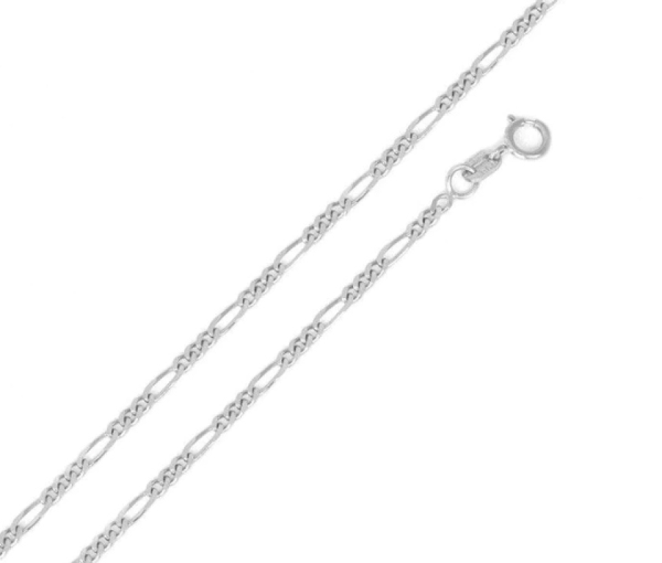 CHAINE EN ARGENT RHODIÉ MAILLE FIGARO - SP CH1035RH/18 - BIJOUX D'IMPORTATION
