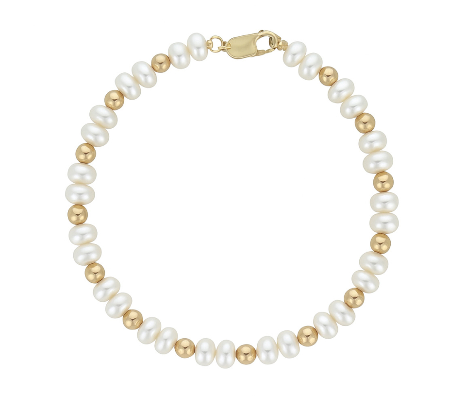 BRACELET DE PERLES D'EAU DOUCE ET BILLES DORÉES - AR 1420/75/4W - PERLE D'IMPORTATION