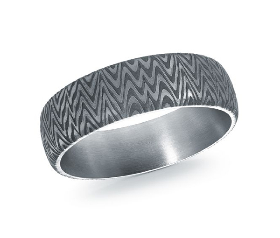 JONC EN TANTALE ZIGZAG GRAVER AU LASER - ML TANT089/6 - MALO 